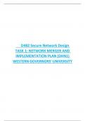 D482 Secure Network Design  TASK 1: NETWORK MERGER AND  IMPLEMENTATION PLAN (DHN1)  WESTERN GOVERNORS’ UNIVERSITY