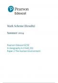 Pearson Edexcel GCSE  In Geography A (1GA0_02)  Paper 2 The Human Environment Mark scheme  June 2024