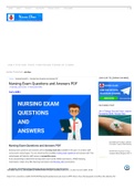 Nursing Exam Questions and Answers PDF- solved Nurses classes and exam, nursing guide, care and  jobs- latest updates