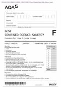 2024 AQA GCSE COMBINED SCIENCE: SYNERGY 8465/3F Paper 3 Question Paper + Mark Scheme + Inserts