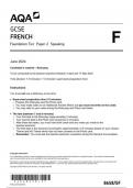 AQA GCSE FRENCH Foundation Tier Paper 2 Speaking question paper 2024 june 8658/SF/RP