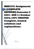 MNE3701 Assignment 4 (COMPLETE ANSWERS) Semester 2 2024 - DUE 11 October 2024; 100% TRUSTED Complete, trusted solutions and explanations. 