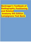 Test Bank for Bontragers Textbook of Radiographic Positioning and Related Anatomy 10th Edition by Lampignano