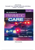   TEST BANK for Paramedic Care-Principles and Practice, 6th Edition, Volume 1 -5 by Bledsoe