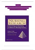 Test Bank for Nursing Research Generating and Assessing Evidence for Nursing Practice 11th Edition By Denise Polit; Cheryl Beck 9781975110642 Chapter 1-33 Questions and Answers A+