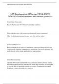 LPN Fundamentals Of Nursing FINAL EXAM 2024/2025 Verified questions and answers graded A+