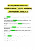 MOTORCYCLE LICENSE EXAMS BUNDLE::::: QUESTIONS AND CORRECT ANSWERS | LATEST UPDATE 2024/2025