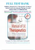 Test Bank for Phillips Manual of I.V. Therapeutics Evidence-Based Practice for Infusion Therapy 7th Edition by Lisa Gorski - Complete Elaborated and Latest Test Bank. ALL Chapters Included and Updated 5* Rated