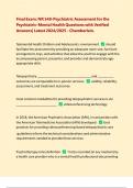 Final Exam: NR 548-Psychiatric Assessment for the Psychiatric-Mental Health Questions with Verified Answers| Latest 2024/2025 - Chamberlain.