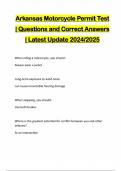 Arkansas Motorcycle Permit Test | Questions and Correct Answers | Latest Update 2024/2025