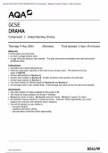 Actual 2024 AQA GCSE DRAMA 8261/W Component 1 Merged Question Paper + Mark Scheme