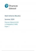 Pearson Edexcel GCSE   In Geography (1GB0)   Paper 1  mark scheme  June 2024