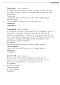 Passpoint-Mood, adjustment and dementia disorders Question 1 See full question A depressed client tells a nurse, "I want to die. Life just isn't worth living." Which response by the nurse is most appropriate? You Selected: • "Of course life is