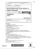 Pearson Edexcel Level 1/Level 2 GCSE (9–1) 1CH0/1F Chemistry  PAPER 1 June 2024