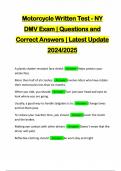 Motorcycle Written Test - NY DMV Exam | Questions and Correct Answers | Latest Update 2024/2025