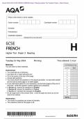 Actual 2024 AQA GCSE FRENCH 8658/RH Paper 3 Reading Higher Tier Question Paper + Mark Scheme