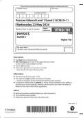  Pearson Edexcel Level 1/Level 2 GCSE (9–1) 1PH0/1H PHYSICS  PAPER 1 June 2024