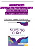 Test Bank For Nursing Today: Transition and Trends 11th Edition by JoAnn Zerwekh, Ashley Garneau All Chapters 1-26  fully covered ISBN: 9780323810159