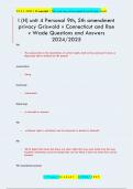 I (H) unit 4 Personal 9th, 5th amendment  privacy Griswold v Connecticut and Roe  v Wade Questions and Answers  2024/2025