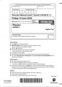  Pearson Edexcel Level 1/Level 2 GCSE (9–1) 1PH0/2H Physics  PAPER 2  Higher Tier JUNE 2024