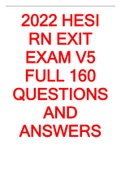 2022 HESI RN EXIT EXAM V5 FULL 160 QUESTIONS AND ANSWERS