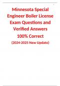 Minnesota Special Engineer Boiler License Exam Questions and Verified Answers  100% Correct  (2024/2025 New Update)