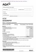 Actual 2024 AQA GCSE GEOGRAPHY 8035/3 Paper 3 Merged Question Paper + Mark Scheme