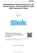 NUR2488 Mental Health Nursing Exam 3 (50 Verified Answers, Already graded A) (Latest 2020): Rasmussen College NUR2488 Mental Health Nursing Exam 3  Question 1 A patient with a history of cocaine use reports a concurrent history of using other drugs in or