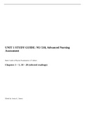 UNIT 1 STUDY GUIDE: NU-518, Advanced Nursing Assessment | Already Graded A+ 16th November2022
