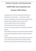 ACBS FINAL Exam Questions and Answers 100% Solved