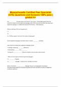 Massachusetts Certified Peer Specialist (CPS) Questions and Answers 100% pass | graded A+