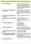 Macro Summary - Globalisation & The International Economy