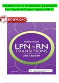 Test Bank for LPN to RN Transitions, 4th Edition by Lora Claywell All Chapters Completed A+ Guide ISBN:9780323401517 Newest Version 2024 Edition Instant Pdf Download