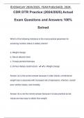 CDR DTR Practice (2024/2025) Actual Exam Questions and Answers 100% Solved