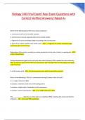 Biology 340 Final Exam/ Real Exam Questions with  Correct Verified Answers/ Rated A+