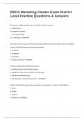 DECA Marketing Cluster Exam District Level Practice Questions & Answers