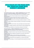 2024 RULES OF THE ROAD NON-CDL VEHICLES EXAM WITH CORRECT ANSWERS 	