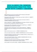 2024 ILLINOIS CDL GENERAL KNOWLEDGE PRACTICE TEST EXAM WITH CORRECT ANSWERS  	