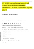 ATI TEAS 7 Practice Tests Workbook Full Length Covers All Sections(Reading ,Mathematics, Science, English and Language Usage)