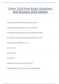 Chem 1210 Final Exam Questions And Answers 2024 Update