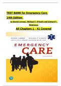 TEST BANK For Emergency Care, 14th Edition by Daniel Limmer, Michael F. O'Keefe, All Chapters 1 to 41 complete Verified editon ISBN: 9780136681168