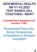 HESI MENTALHEALTH RN V1-V3 2022 TEST BANKS