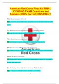 American Red Cross First Aid FINAL  LICENSING EXAM Questions and  Answers |100% Correct| 2025/2024!!!