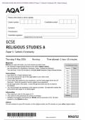 2024 AQA GCSE RELIGIOUS STUDIES A 8062/12 Paper 1: Catholic Christianity QP + Mark Scheme