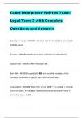 Court Interpreter Written Exam-Legal Term 2 with Complete Questions and Answers