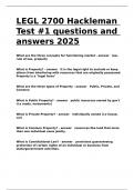 LEGL 2700 Hackleman Test -1 questions and answers 2025.