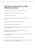 DSE Remembered Questions, DSE, ADEX Review, CDCA exam 2022/2023 with 100% correct answers