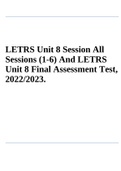 LETRS Unit 8 Session All  Sessions (1-6) And LETRS  Unit 8 Final Assessment Test,