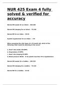 NUR 425 Exam 4 fully solved & verified for accuracy.