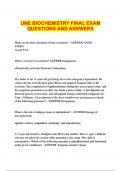 UNE BIOCHEMISTRY FINAL EXAM QUESTIONS AND ANSWERS